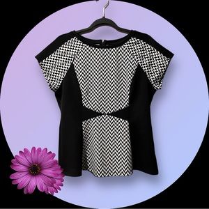 Worthington Black & White Herringbone Top